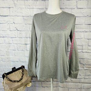 Vineyard Vines Performance Size M Gray/Pink Whale Logo Long Sleeve Shirt Womens